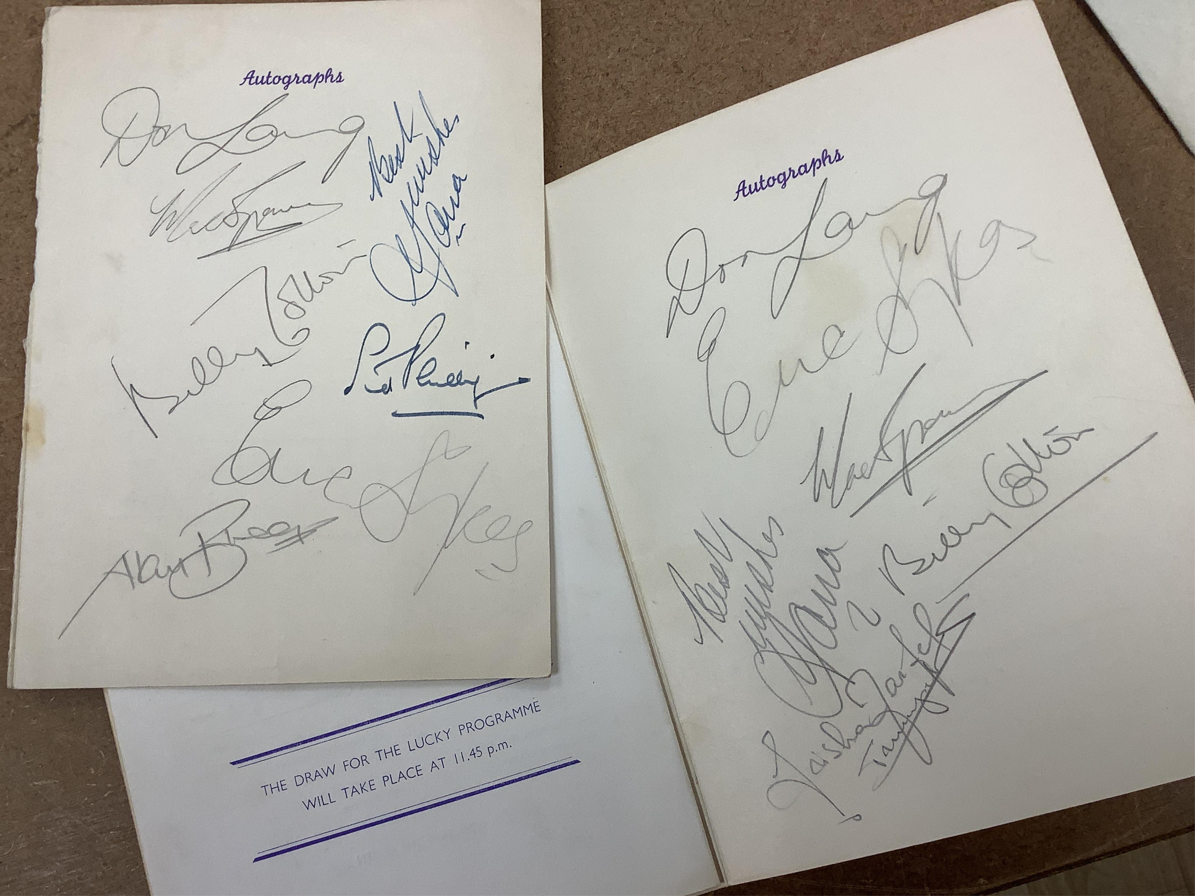 An extensive collection of signed programmes, primarily from 1950s Royal related events with a connection to Windsor Castle, the events include Royal Balls, concerts, Royal Ascot, etc., and containing autographs from pop